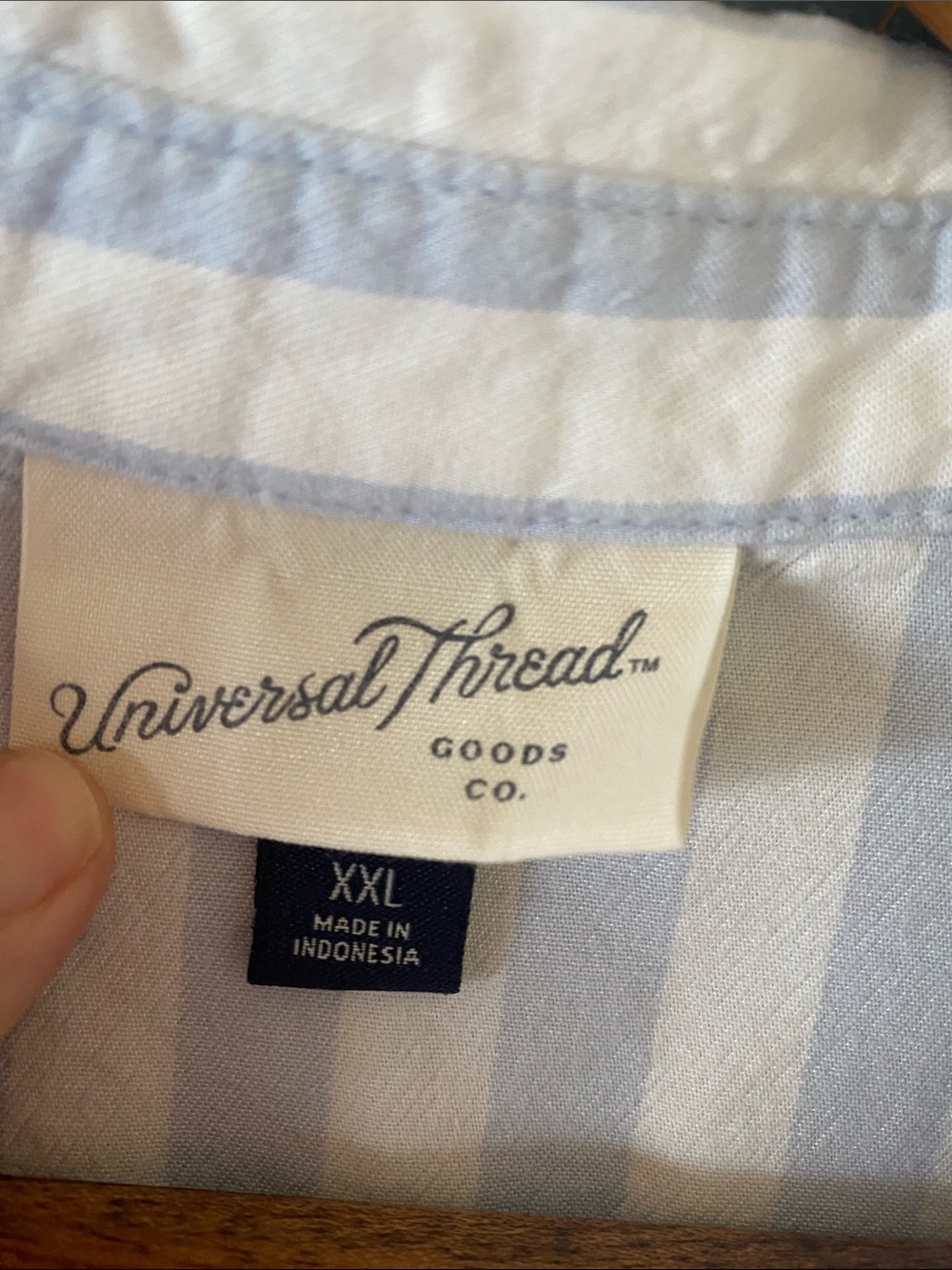 Universal Thread Light Blue & White Vertical Stripe Button-Down Shirt - Picture 4 of 4